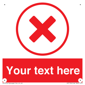 Custom red background, red cross in circle sign